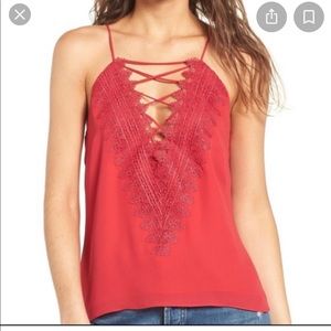 Wayf red lace top